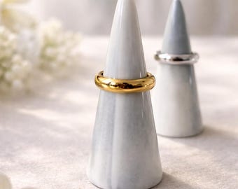 Gold Plated Stainless Steel Band Ring, Minimalist Unisex Ring, Waterproof Non Tarnish Band