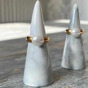 Bague perle en or 18 carats : bague tendance résistante à l&#39;eau et à l&#39;eau