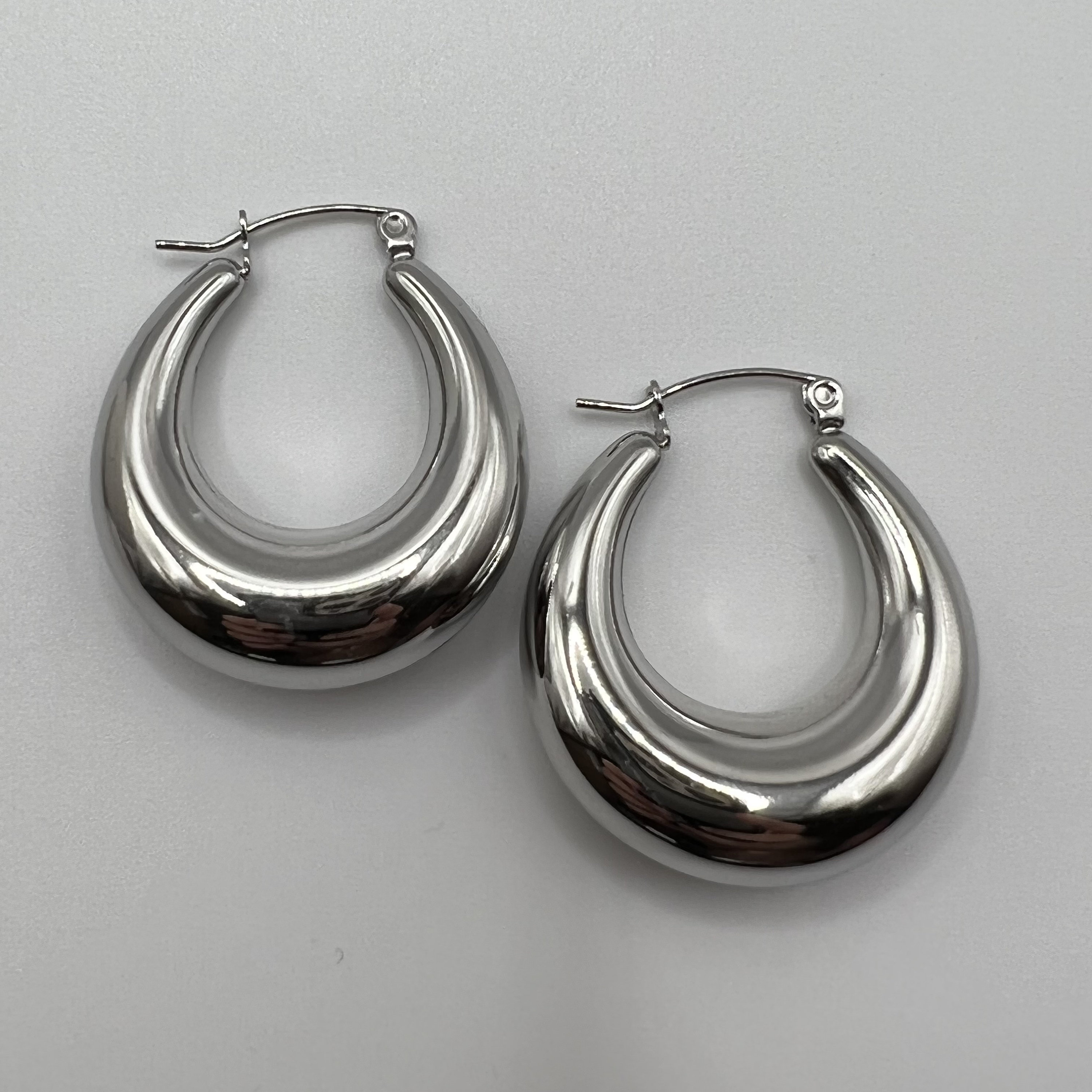 Orecchini A Cerchio Spessi Placcati Oro 18k Con Perla Bianca, Pendenti Lunghi Eleganti Per Donna, Gioielli Minimalisti