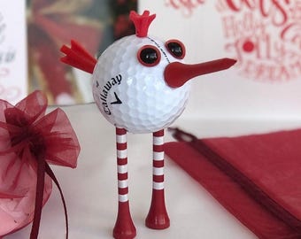 Golf Ball Birdie Christmas Ornament: Upcycled Golf Gift