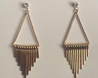 Gold Triangle Dangle Earrings