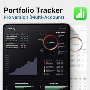 Multi-Account Portfolio Manager and Trading Journal for Apple Numbers -  Supports Crypto & Stocks Spreadsheet - Portfolio Tracker for Mac
