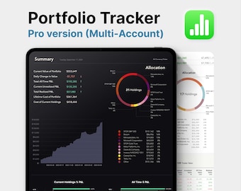 Multi-Account Portfolio Tracker: Crypto & Stocks Spreadsheet for Apple Numbers
