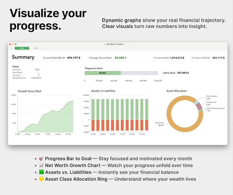 Apple Numbers Net Worth Tracker: Personal Finance Planner (digital ...