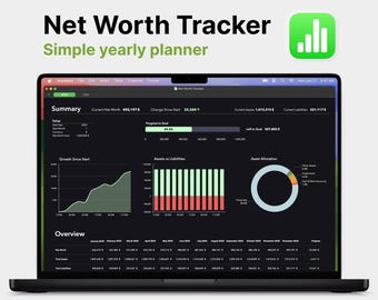 Net Worth Tracker Template: Personal Finance Planner for Apple Numbers