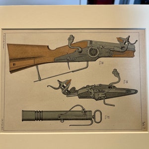Original Print of Early Firearms (1875)