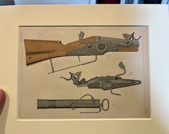 Original Print of Early Firearms (1875)