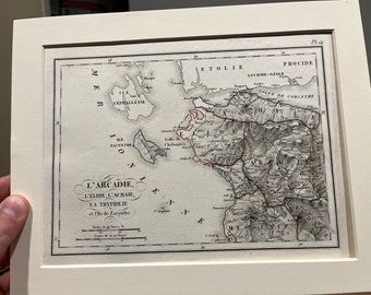 Original Print of Map of Ancient Arcadia (1824)