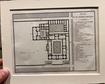 Original Print of Ancient Greek House Plan (1824)