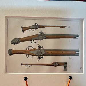 Original Print of Early Firearms (1875)