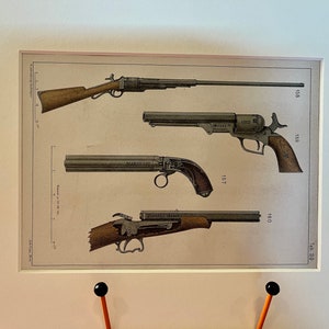 Original Print of Early Firearms (1875)