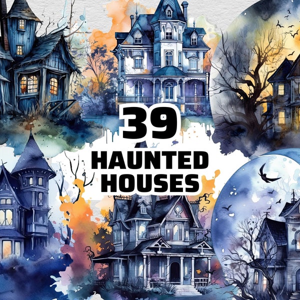 Haunted House Clipart, Watercolor Haunted House, Haunted House PNG, Haunted House File, Haunted House Art, HauntedHouse, Haunted Clipart