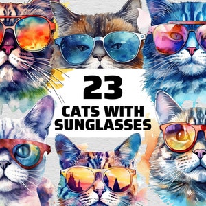 Cat Sunglasses PNG | Cat Clipart | Cats PNG | Cute Cat Clipart | Clipart Watercolor Cat | Cat Clipart Commercial | Cat PNG Downloadable