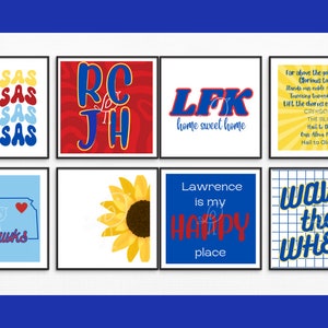 Fun, University of Kansas Theme Digital Download Wall Decor; Dorm Room Prints, Jayhawk Prints, Rock Chalk Jayhawk Prints