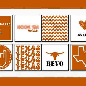 Fun, University of Texas-Austin Themed Digital Downloads; Digital College Wall Art; Dorm Room Prints, Longhorn Wall Prints!