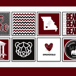 Fun, Missouri State Wall Art; Digital Missouri Decor; Dorm Prints, Missouri State Bear Art; Preppy Dorm Room