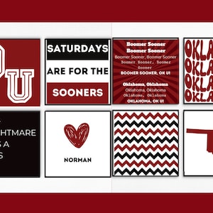 Fun, OU Sooner College Wall Art; Dorm Room Prints; Sooner Dorm Decor; Oklahoma Art