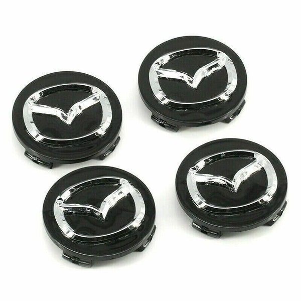 4 piece set black wheel rim center hub caps chrome emblem badge 56mm  logo fit for mazda 2 mazda 3 mazda 5 mazda 6 mx-5 cx-5 7 9