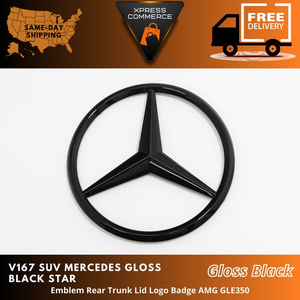 v167 suv mercedes Gloss black star emblem rear trunk lid logo badge amg gle350