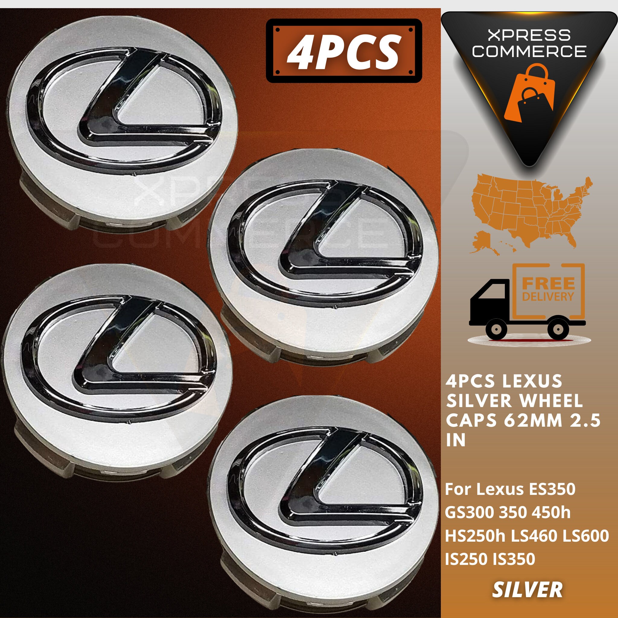 Silver Chrome Logo 62mm Lexus Wheel Center Rim Hub Caps Hubcap Etsy