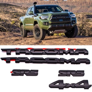 2016-2023 toyota tacoma matte blackout emblem overlay kit sr5 v6 4x4 set of 6