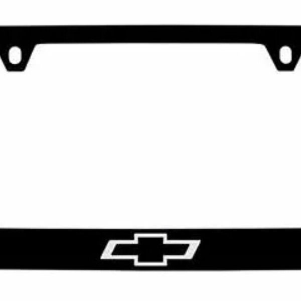 Chevy logo black bowtie metal license plate frame brand new