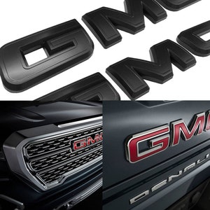 2019-2023 gmc sierra 1500 2500hd 3500hd front & rear matte black overlay emblem