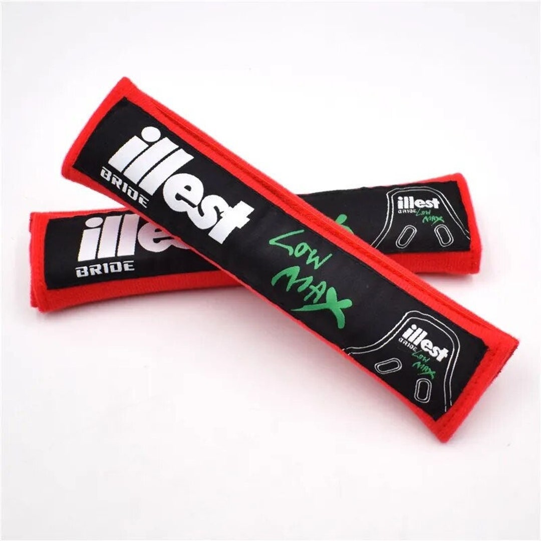 2x Jdm Bride & Illest Cotton Seat Belts Cover Shoulder Pad Automobile