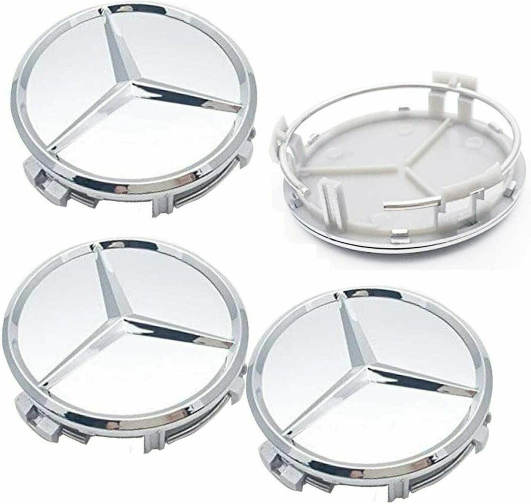 Set of 4 Silver 75mm Wheel Center Hub Caps Chrome Logo Rim Hub for ...
