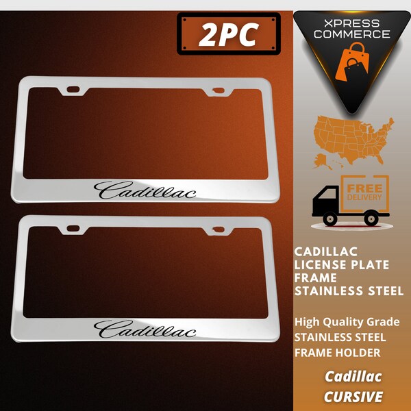 Licence Plate Frame Canada Cadillac Black License Plate Frame - Stainless Steel, Laser Engraved, Front/Rear Fit License Plate Frames For Cadillac - Foto 11