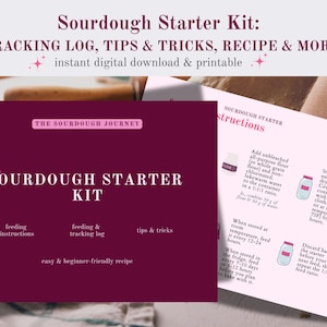 Sourdough Starter Tracker and Log, Printable DIY Sourdough Checklist & Planner, Beginner Bread Making Guide, Instant Download Recipe