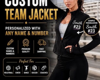 Custom Athletic Team Jacket, Personalized Workout Apparel, Full Zip Fitness Coat