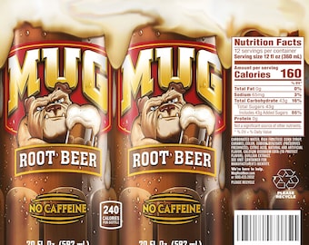 Mug Root Beer 20oz Tumbler Wrap: Soda Cola Design (JPEG Digital File)