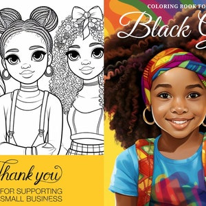黒人の女の子のための塗り絵 | 50 ページの塗り絵 | インスタント PDF ダウンロード | アフリカ系アメリカ人の女の子の塗り絵