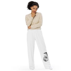 Wide-Leg Sweatpants: Black and White Artistic Pants, Lounge Pants, Comfy Streetwear