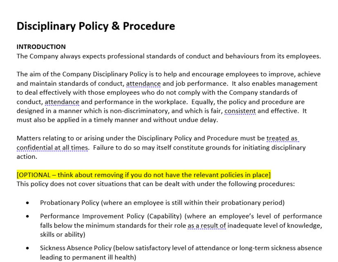 Disciplinary Employment Templates Bundle - Etsy