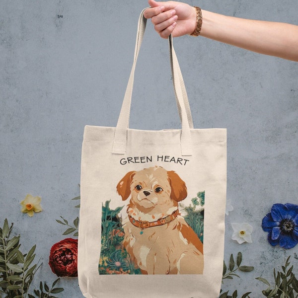 Dog tote bag, canvas tote bag, dog lover gift, pet lover gift, pet tote bag, dog mom gift, vintage dog print reusable cotton canvas tote bag