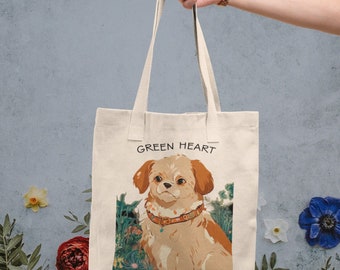 Dog tote bag, canvas tote bag, dog lover gift, pet lover gift, pet tote bag, dog mom gift, vintage dog print reusable cotton canvas tote bag