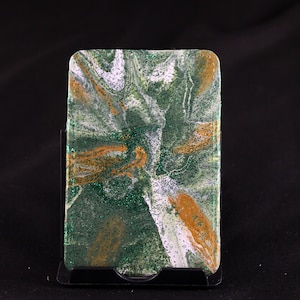 Cartera con tarjetero para teléfono con purpurina verde, blanca y dorada de cuero vegano