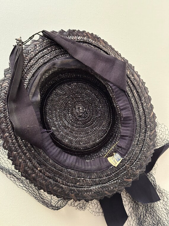 1940’s Navy Blue Straw Hat - image 4