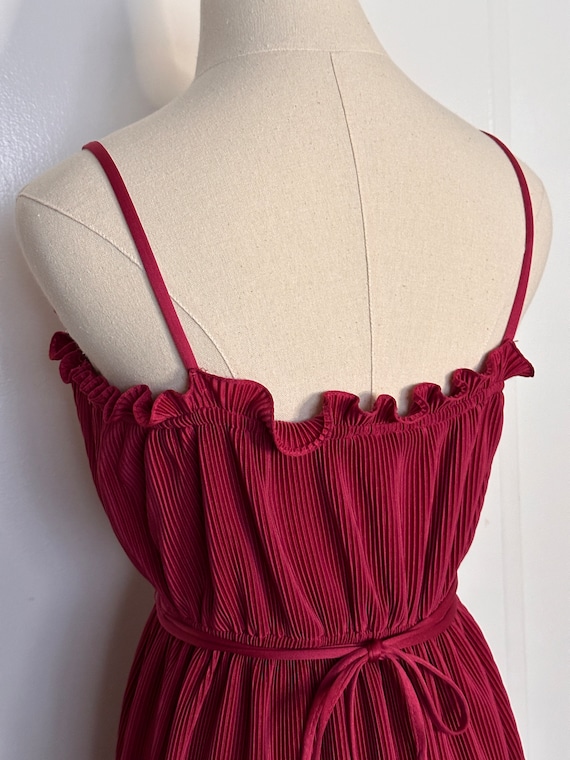 Vintage Fushia Pleated Lettuce Hem Dress Gem