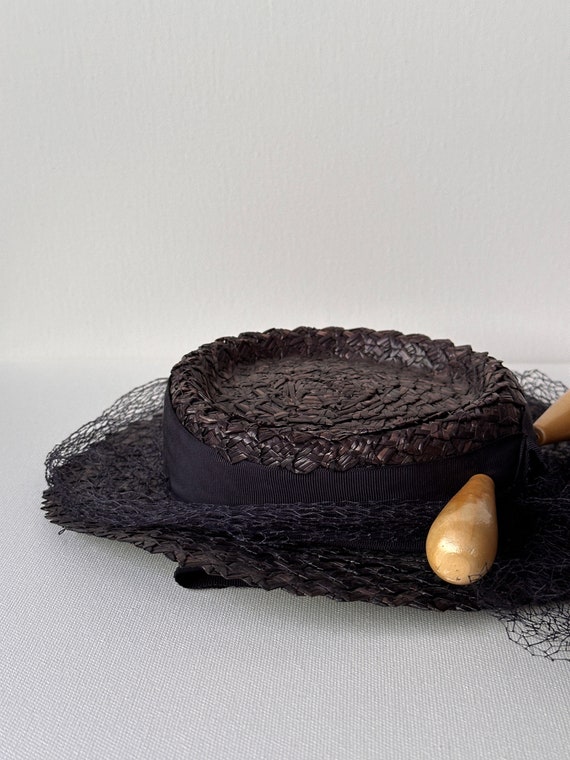 1940’s Navy Blue Straw Hat - image 2