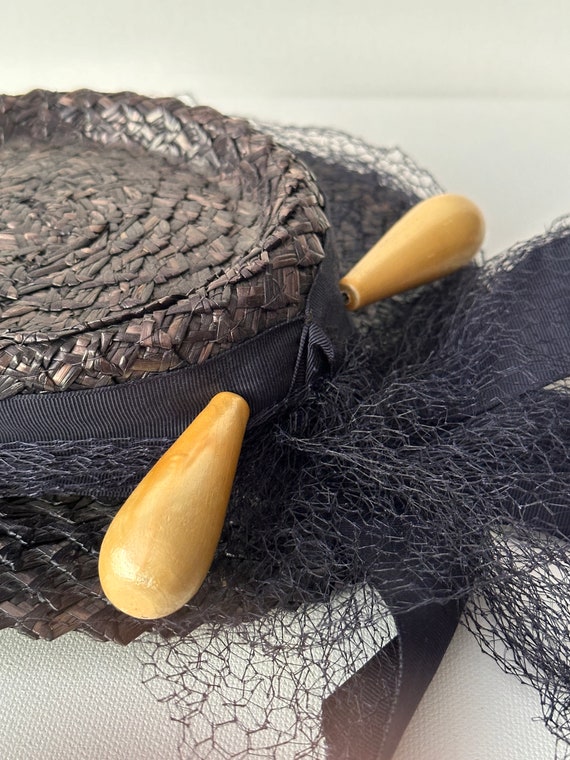 1940’s Navy Blue Straw Hat - image 3