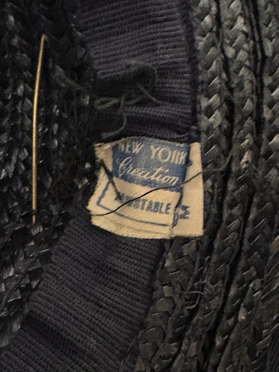 1940’s Navy Blue Straw Hat - image 5