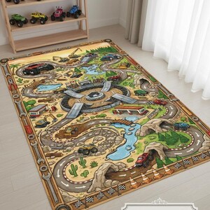Personalized Monster Truck Kids Rug, Boys Room Decor Style 5