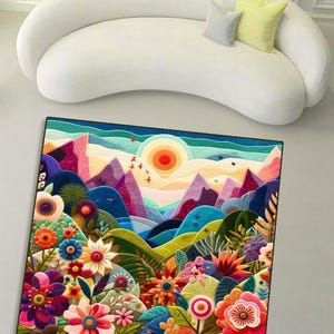 Teppich Gebirgsketten, Musterteppich, Naturteppich, Naturteppich, Wohnzimmerteppich, Wohnzimmerteppich