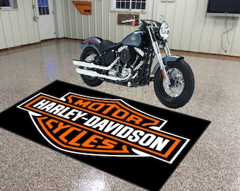 Harley-Davidson-Teppich, Harley-Teppich, Harley-Matte, Harley-Davidson-Matte, Motorrad-Matte, Davidson-Matte, Harley-Davidson-Matte, Garagenmatte, kundenspezifischer Harley-Teppich