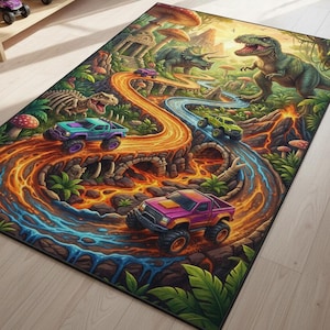 Personalized Monster Truck Kids Rug, Boys Room Decor image 14