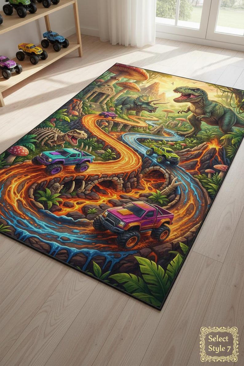 Personalized Monster Truck Kids Rug, Boys Room Decor image 14