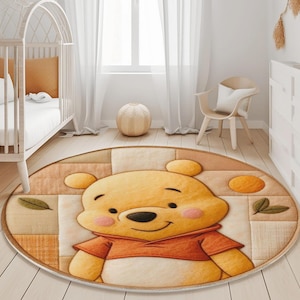 Entzückender Pooh Kindergarten Teppich - Runde Spieldecke für Baby und Kinderzimmer Dekor - Winnie Pooh Freunde - Winnie Pooh Dekor